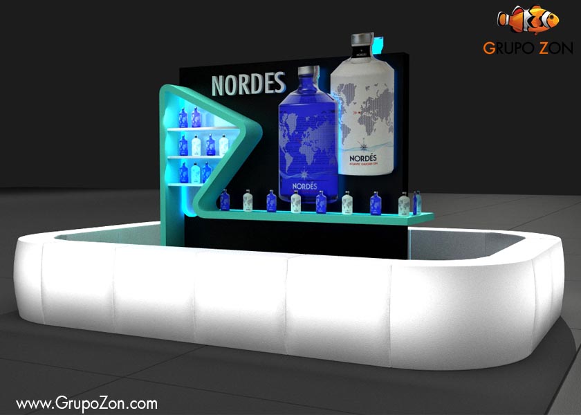 Isla comercial Nordes Isla comercial para Nordes para exteriores, trasera y barra iluminadas