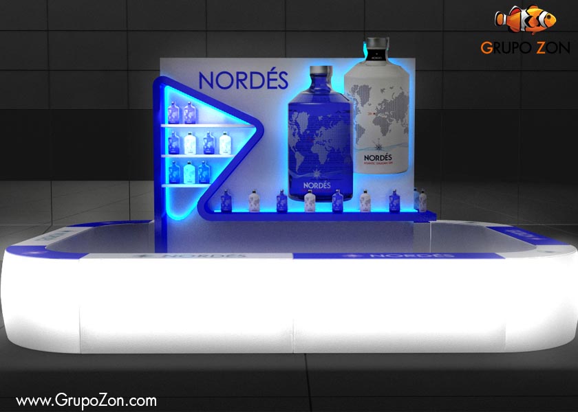 Isla comercial Nordes Isla comercial para Nordes para exteriores, trasera y barra iluminadas